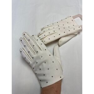 1950s vintage white rhinestone gloves, small, wedding accessories, bridal prom